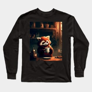 Red panda coffee break Long Sleeve T-Shirt